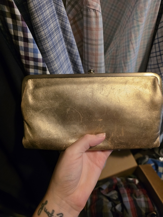 HOBO Handbags - HOBO Metallic Gold Leather Clutch